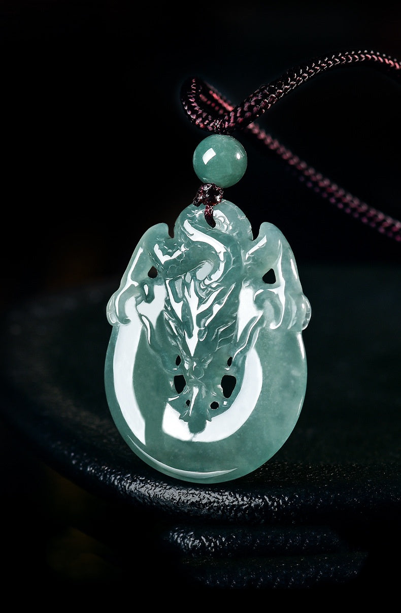 Dragon Drinking Water Jade Pendant-Prosperity, Peace & Lasting Fortune