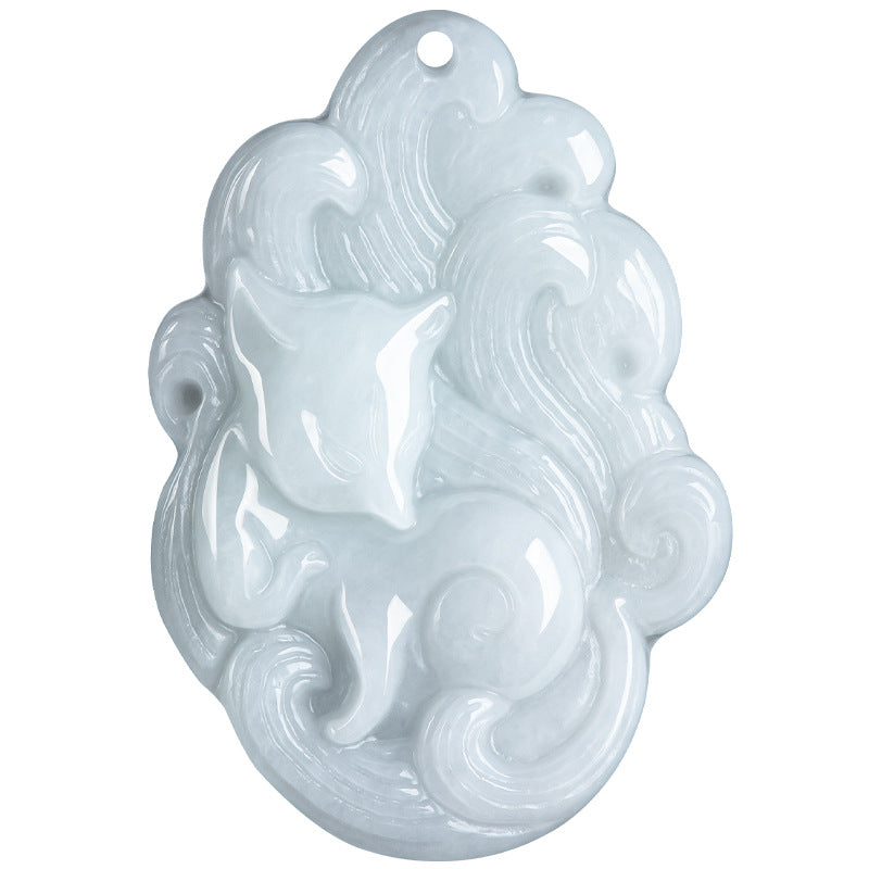 Natural Type A Jadeite Fox Pendant ¨C Charm of Wisdom & Protection