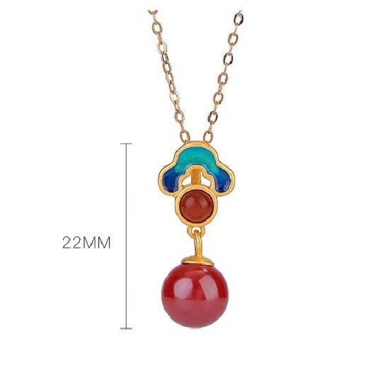Auspicious Clouds Red Agate Necklace-Lucky and Prosperity
