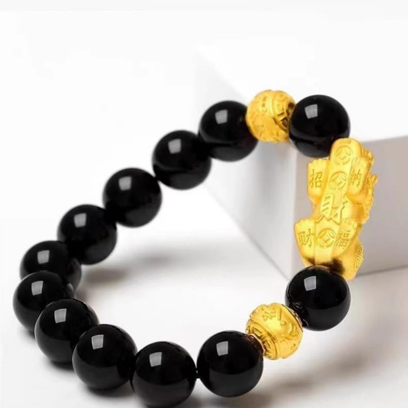 Obsidian Bracelet-Black Obsidian Wealth Pixiu