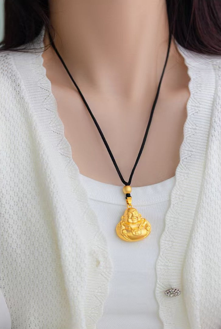 Golden Happy Buddha Pendant-Joy & Traditional Good Fortune
