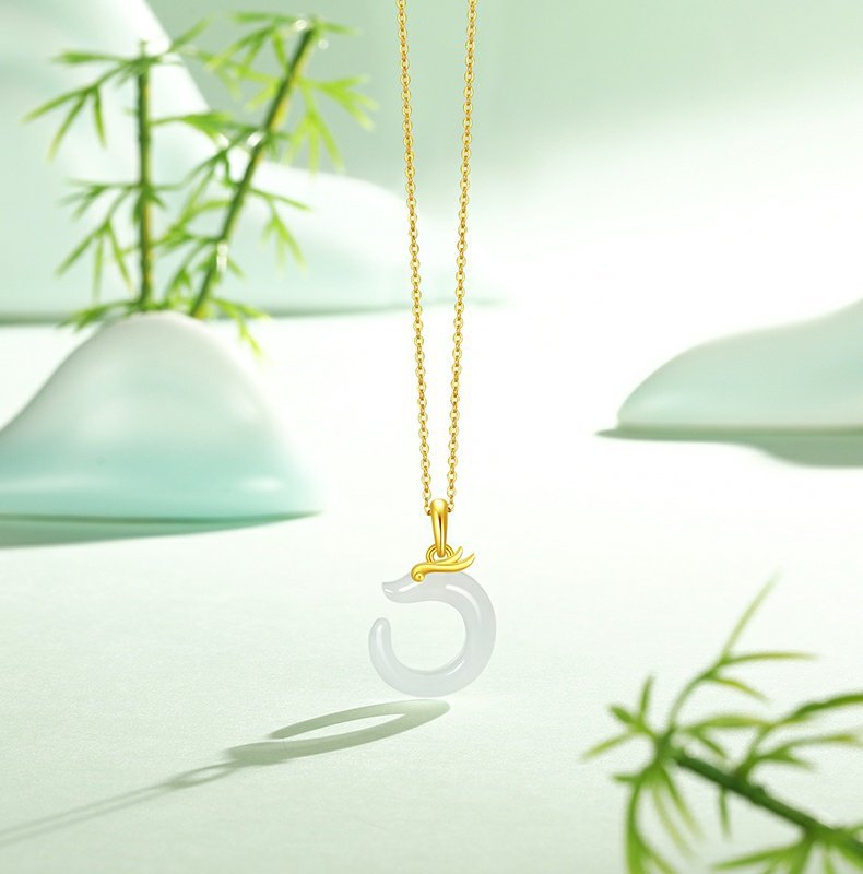 Zodiac Dragon Jade Necklace Pendant -Fortune Prosperity