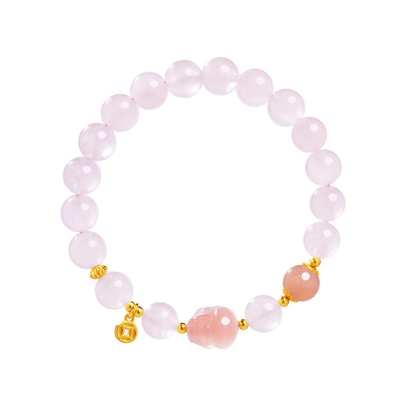 Pink Crystal Pixiu Bracelet–Fortune. Love & Graceful Energy