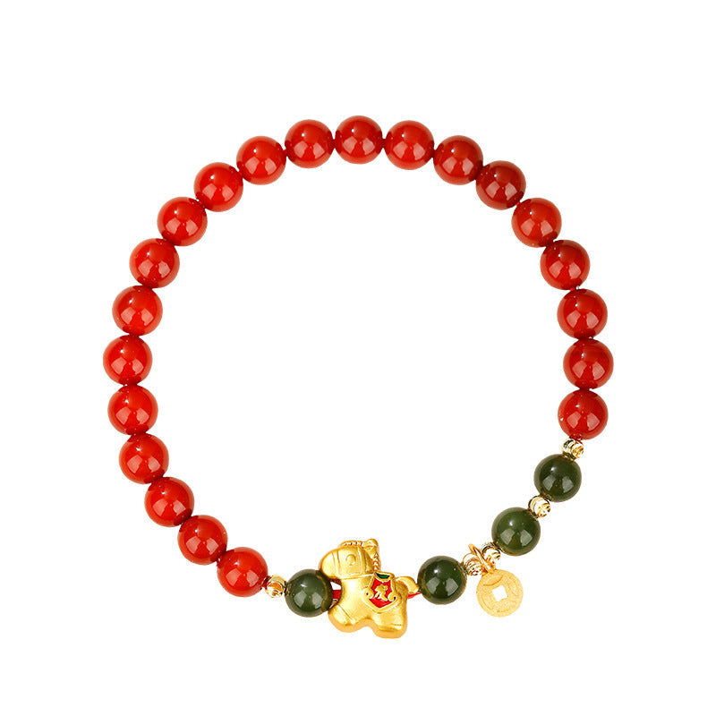 Golden Lucky Horse Agate Bracelet-Courage in Motion