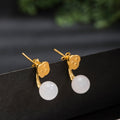 Nephrite Jade Lotus Pod Earrings-Gentle Renewal