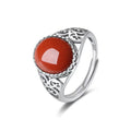 Natural Red Agate Silver Ring-Emotional Balance