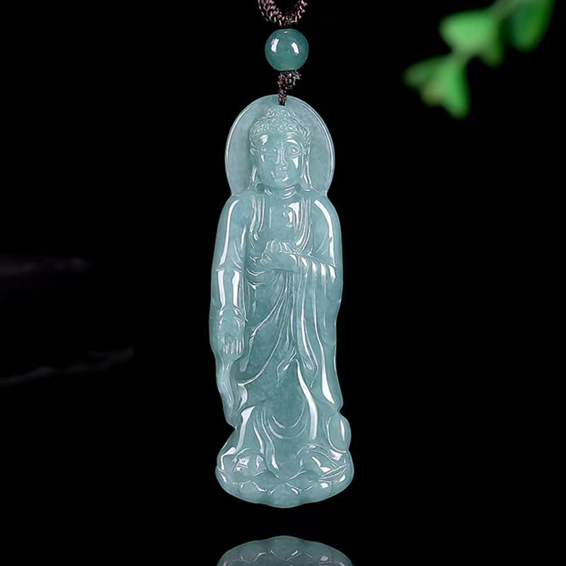 Tathagata Buddha Blue Ice Jade Pendant-Protection&Healing