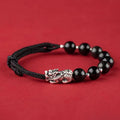 Silver Pixiu Obsidian Beads String Bracelet-Attract Luck