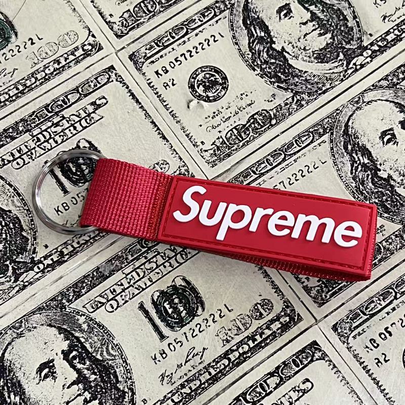 Supreme Logo Rubber PVC Keychain Strap with Metal Ring