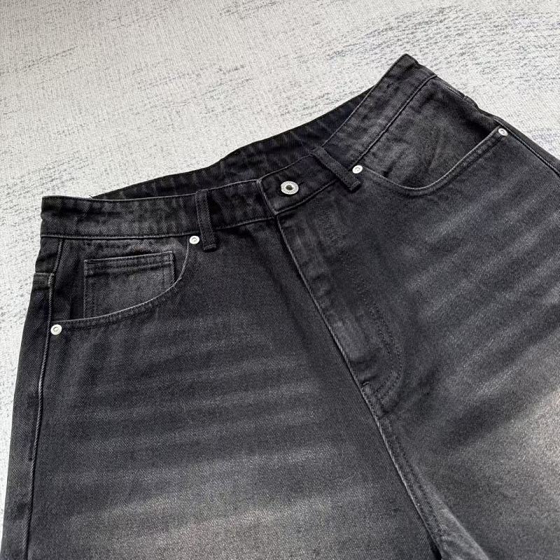 Black Washed Denim Shorts - Tiger/Sakura Embroidery