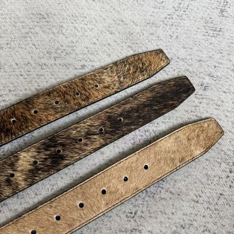 Cowhide Hair-On Belt - Tan/Brown