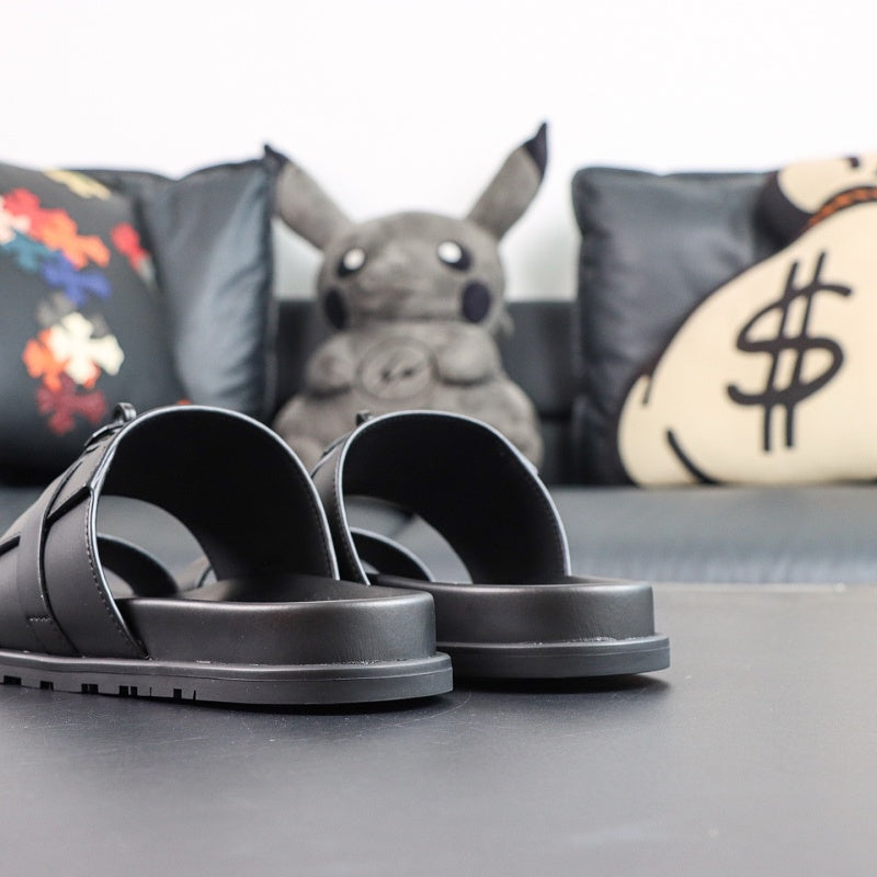 Hermes Extra Sandal - Black Calfskin