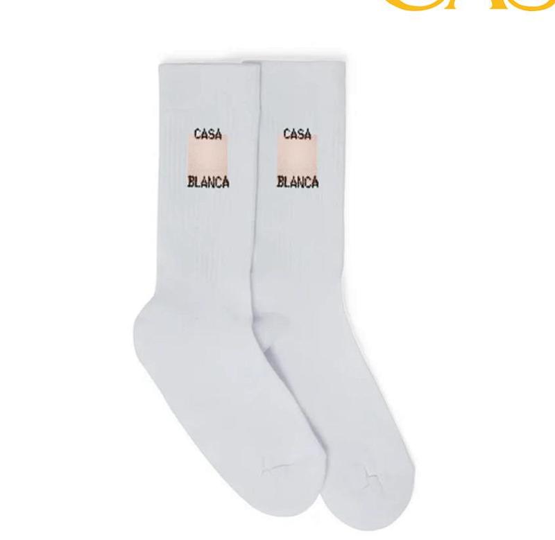 Casablanca Crew Socks - White/Terracotta/Beige