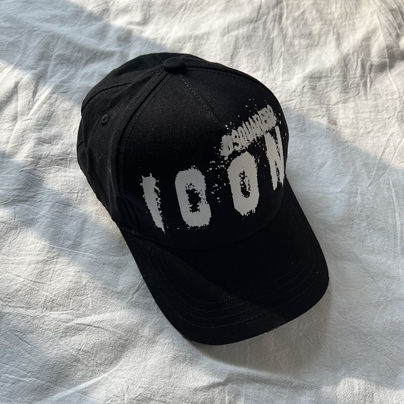 Black Baseball Cap with ICON Graphic Print