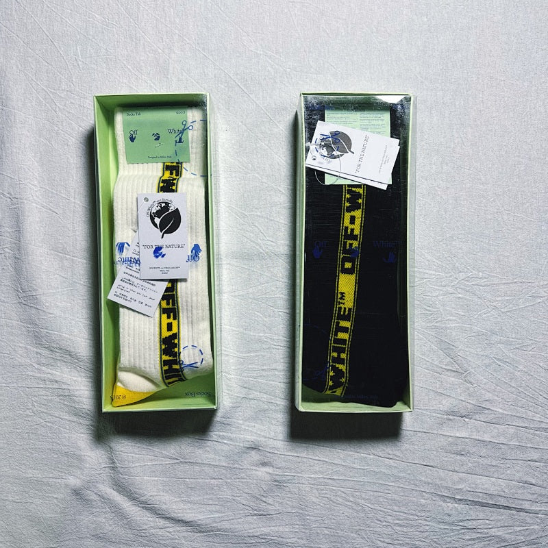 Off-White Crew Socks - White/Black/Yellow