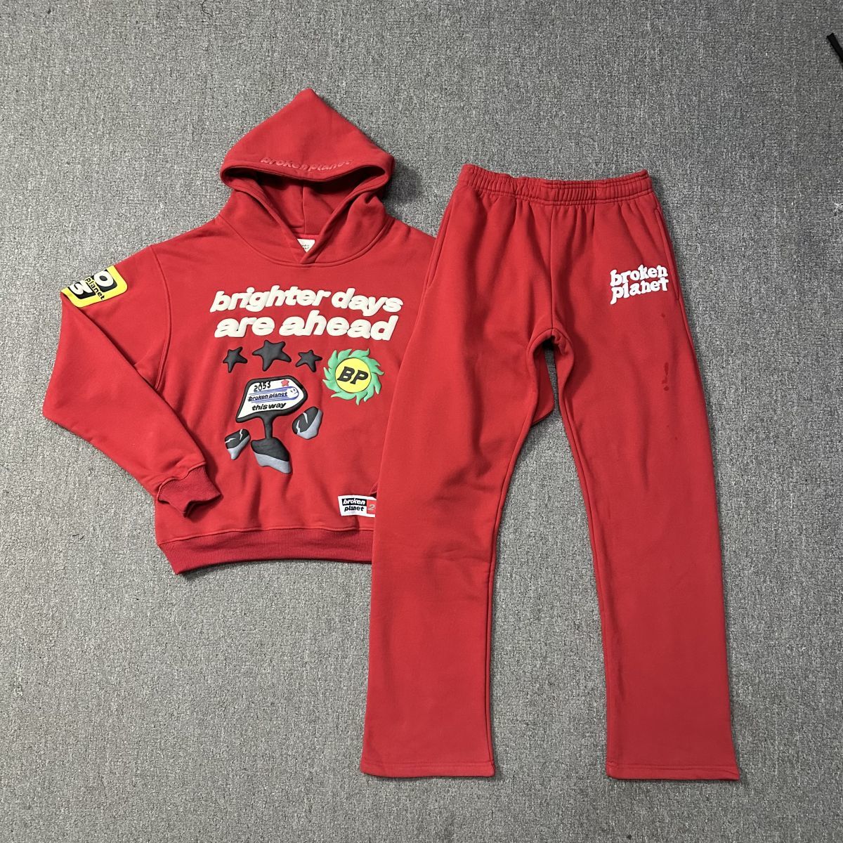 Broken Planet Brighter Days Are Ahead Tracksuit Set (Red)