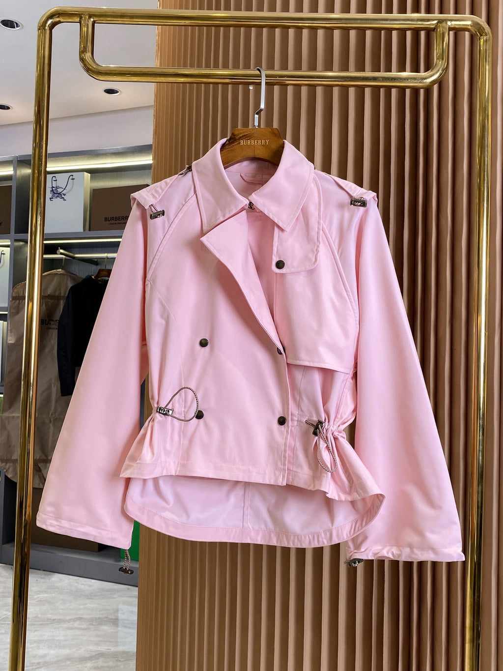 Drawstring Cropped Trench Jacket