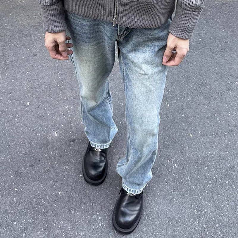 Wide-Leg Jeans - Light Blue/Charcoal