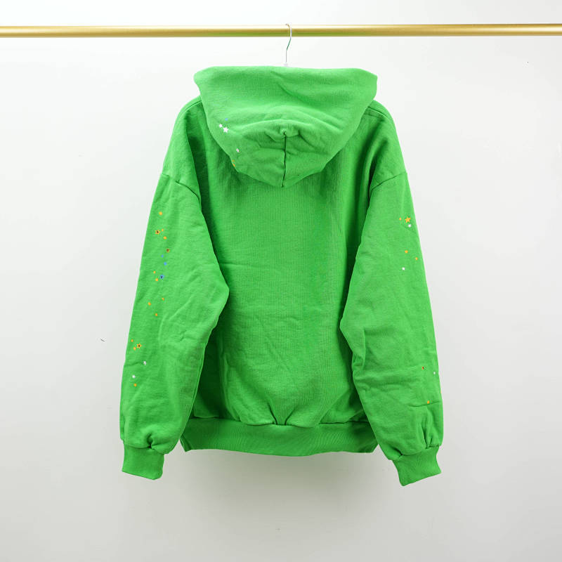 Sp5Der Punk V2 Rhinestone Hoodie Bright Green