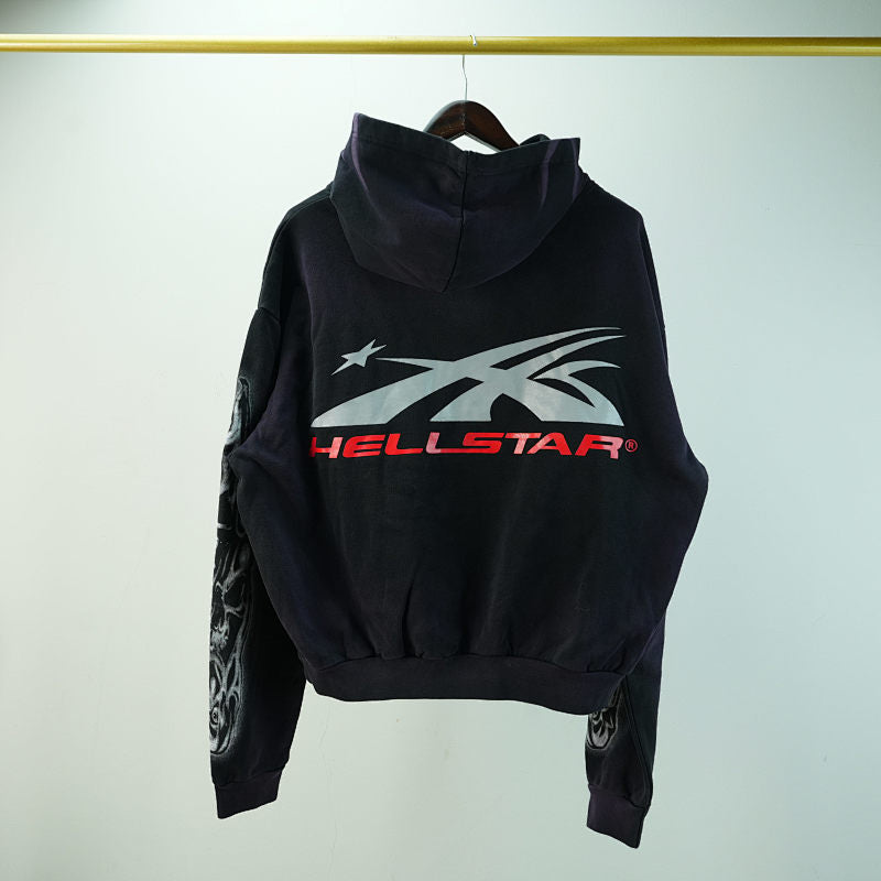 Hellstar Airbrushed Skull Hoodie Black