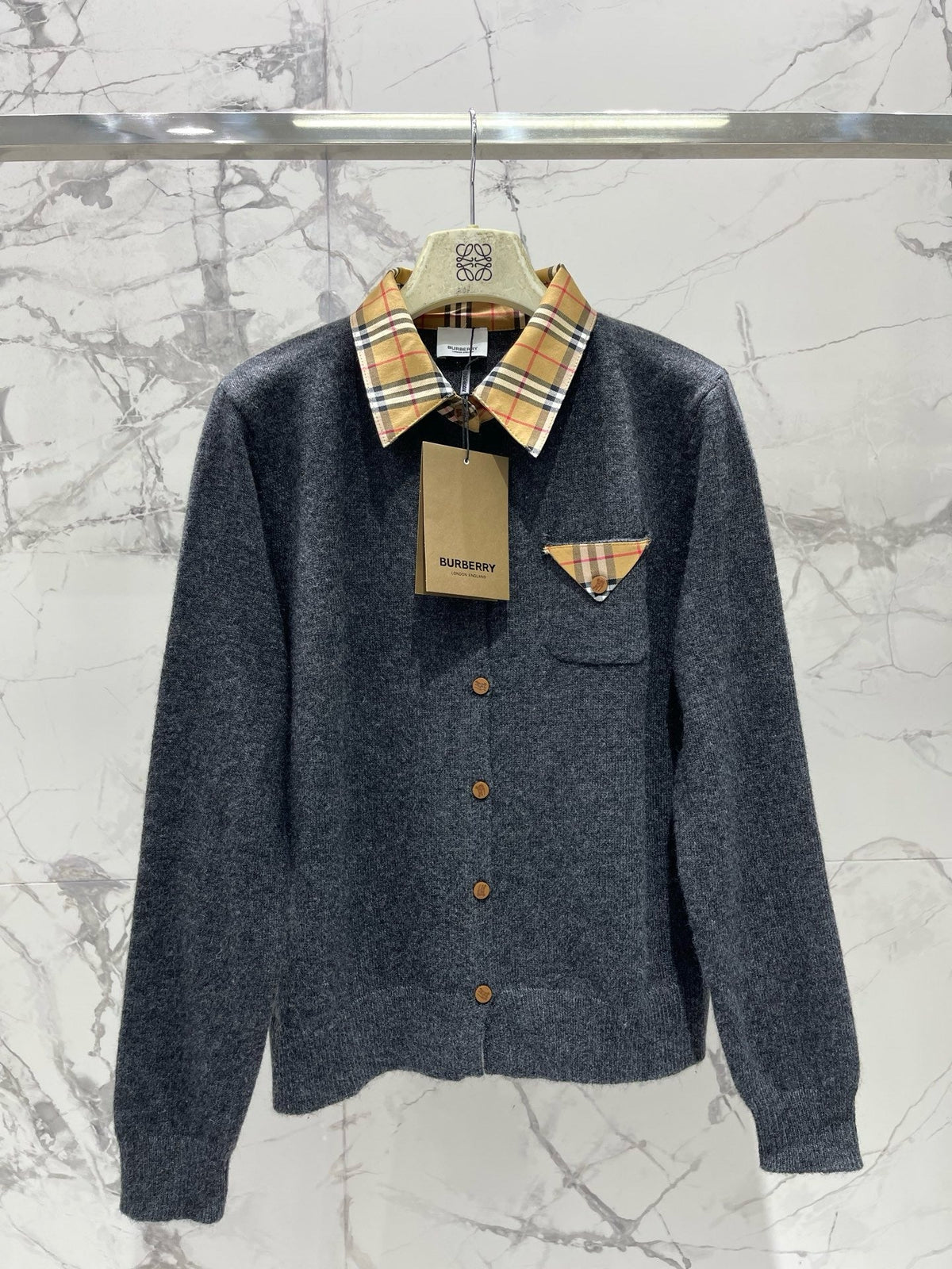Vintage Check Collar Cardigan