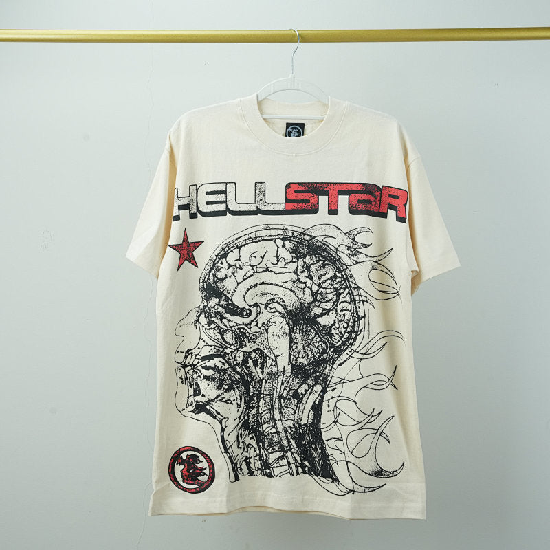Hellstar Studios Cranium Short Sleeve Tee Shirt Cream