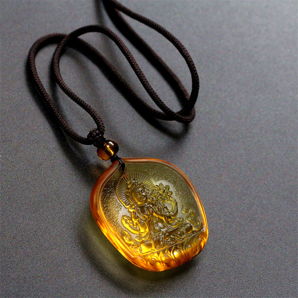 Sacred Compassion Four-Armed Guanyin Galze Pendant-Protection & Inner Strength