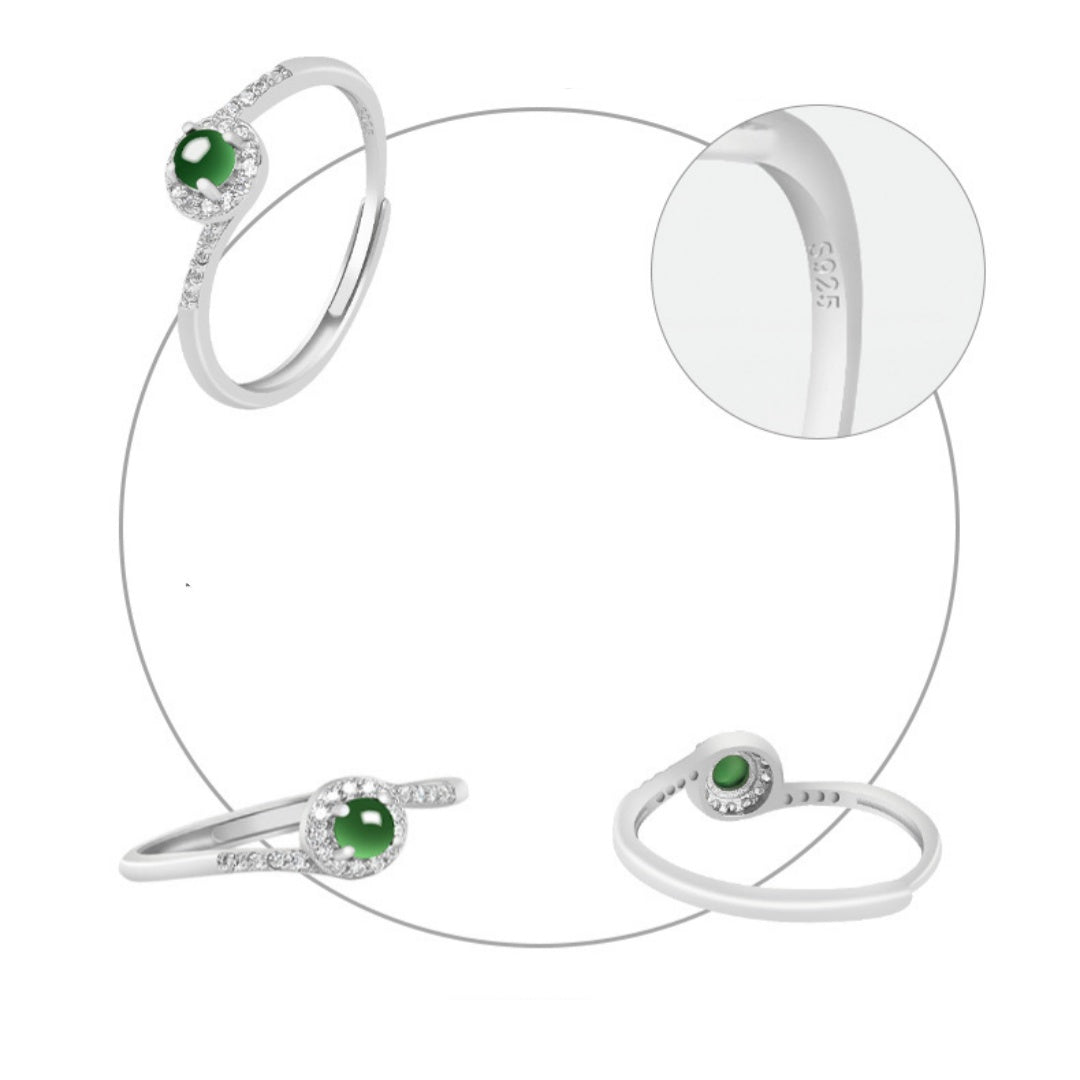 Grade A Jade Wealth Silver Ring(Adjustable)