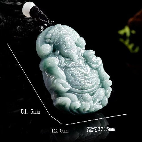 Tsai Shen Wealth Pendant-Natural Burma Jade