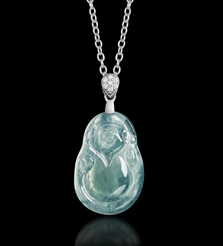 Blue Ice Jade Wealth Guardian Pendant ¨C Prosperity & Fortune Blessing