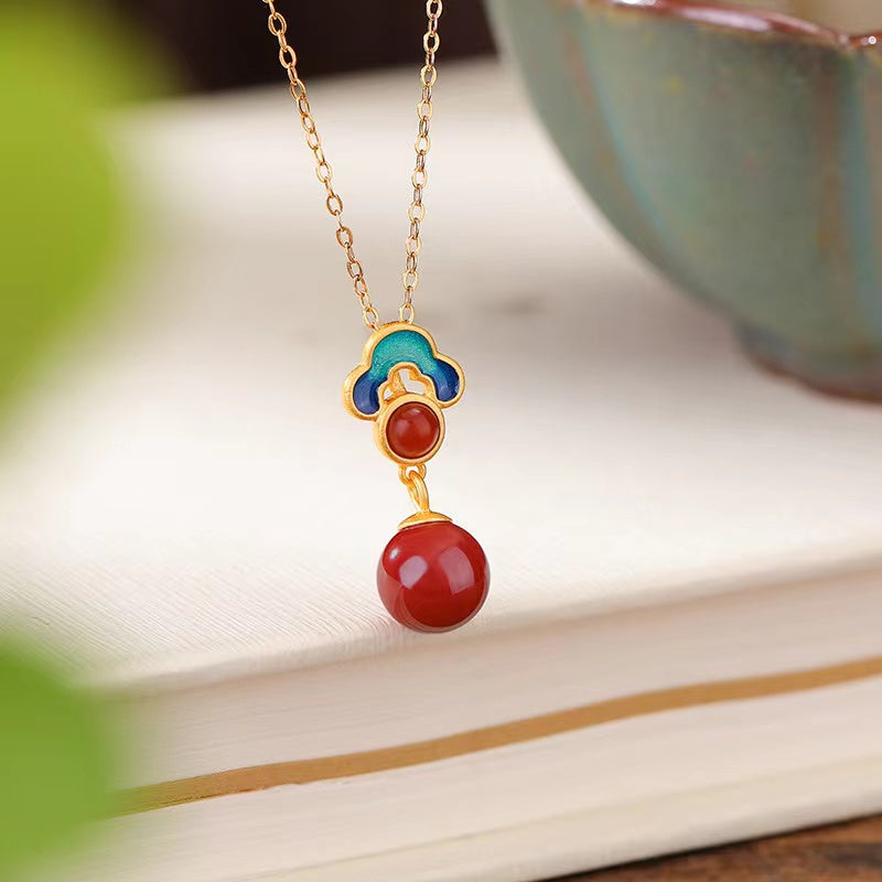 Auspicious Clouds Red Agate Necklace-Lucky and Prosperity