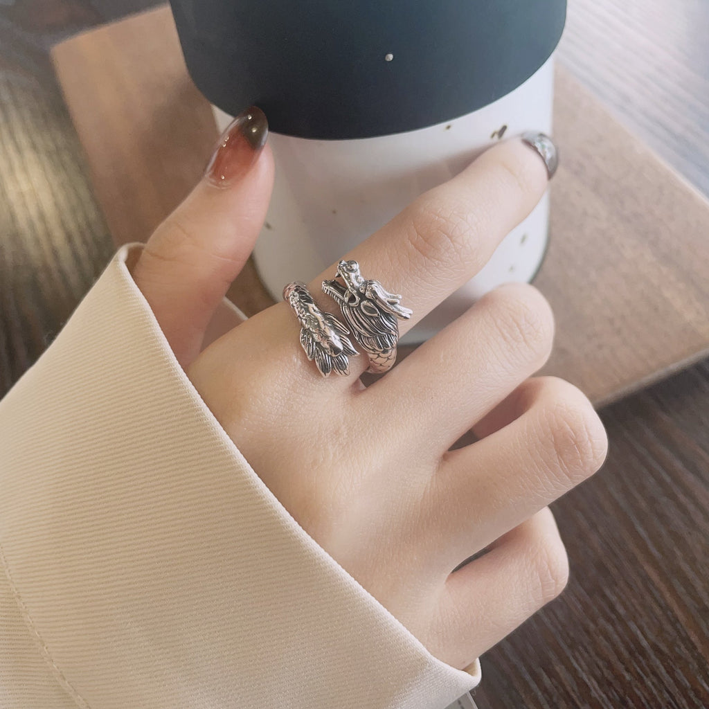 Sterling Silver Dragon Adjustable Ring-Quiet Strength