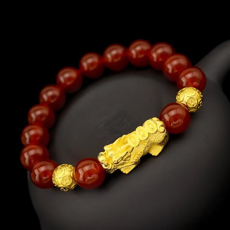 Golden Pixiu Obsidian Couple Bracelet-Traditional Prosperity Symbol