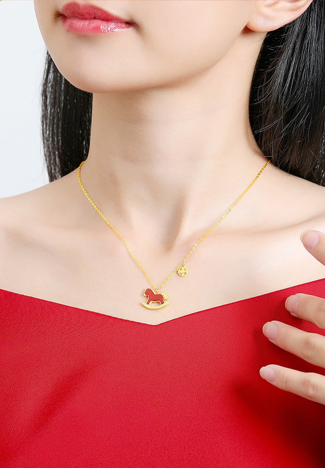 Red Agate Fortune Horse Necklace-2026 Symbol of Progress & Prosperity