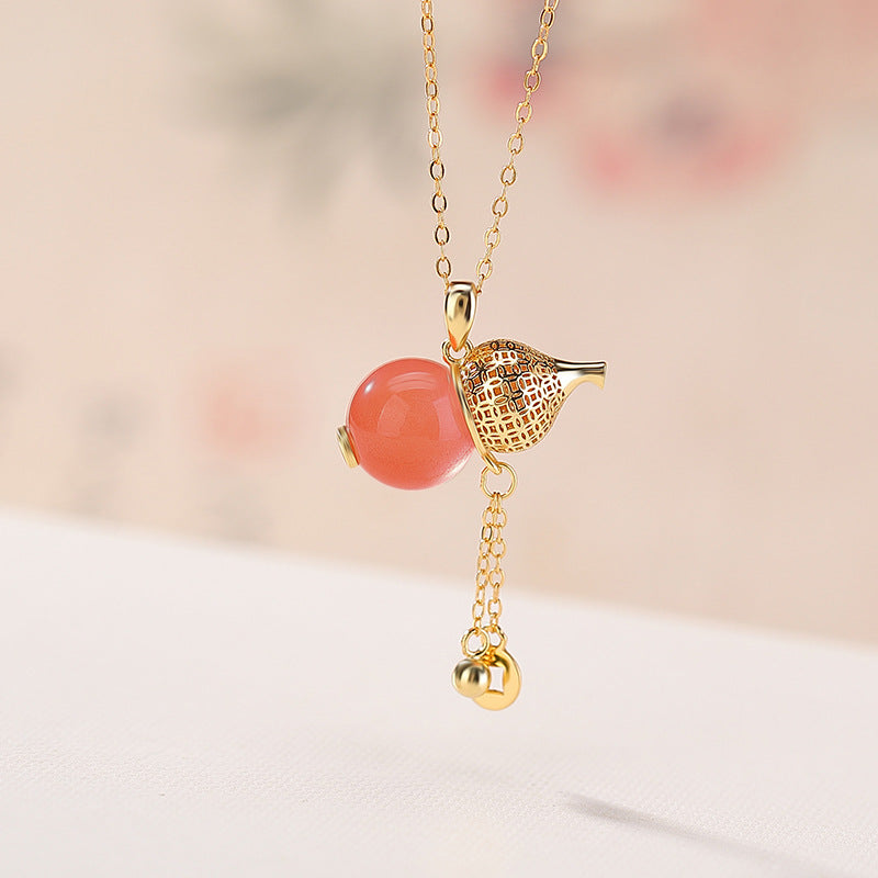 Amber Calabash 18K Gold-Plated Sterling Silver Pendant Necklace-Abundance in Bloom