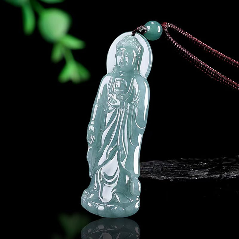 Tathagata Buddha Blue Ice Jade Pendant-Protection&Healing