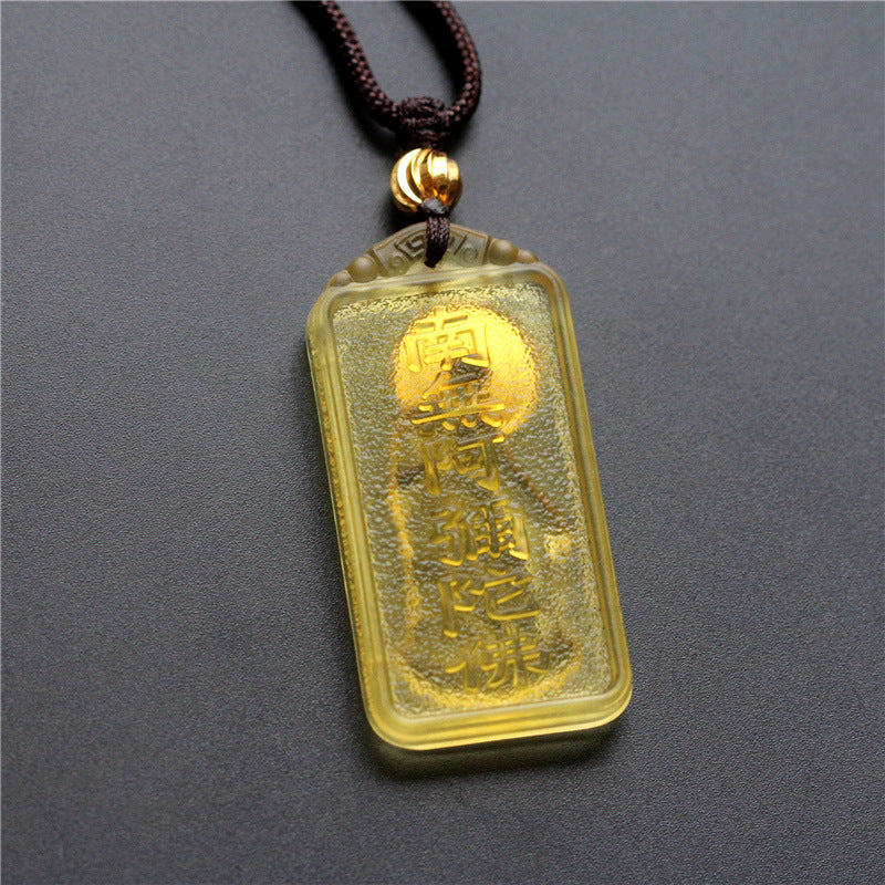 Sacred Zen Gilded Liuli Buddha Pendant - Golden Body & Halo Protection Series