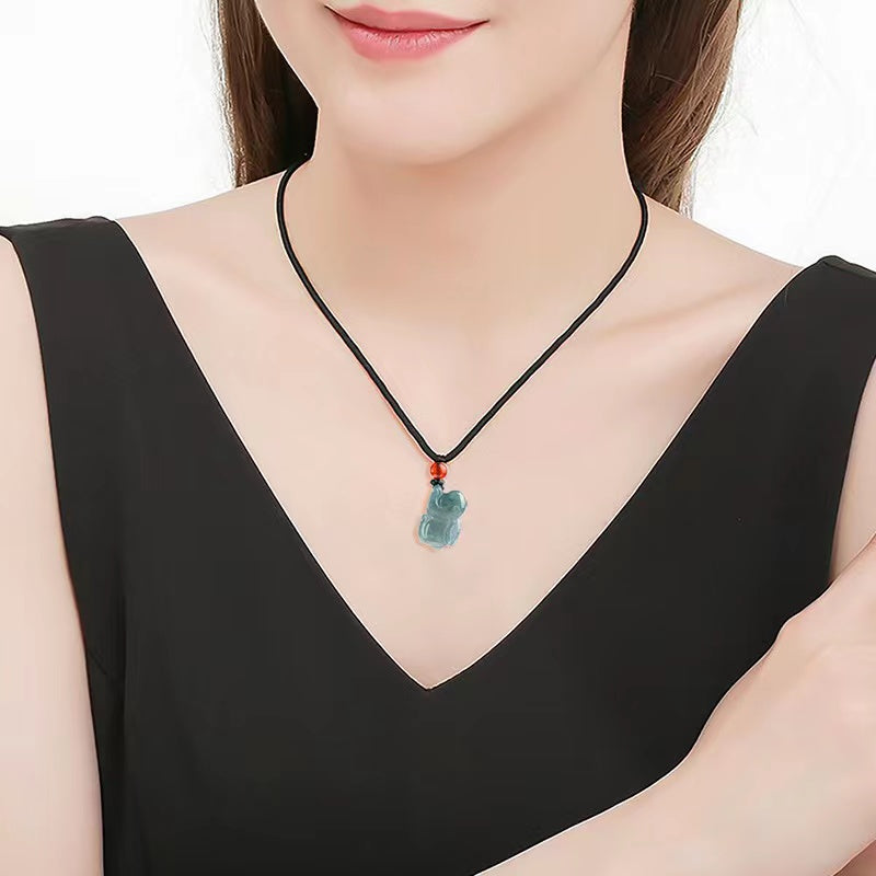 Lucky Rabbit Ice Jade Pendant-Natural Grade A Jade