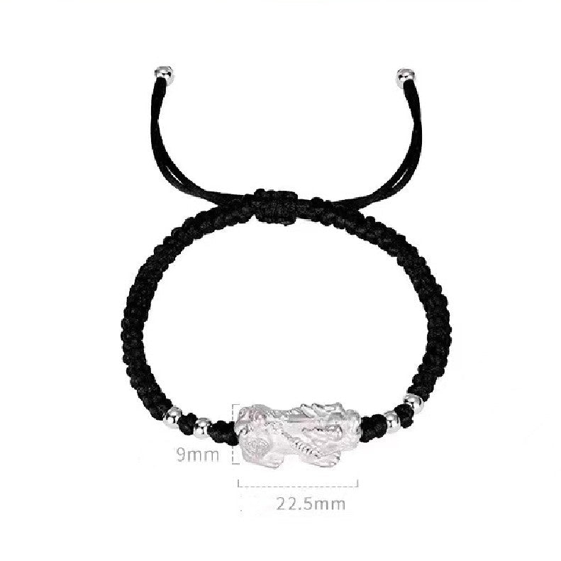 999 Pure Silver Pixiu Wealth String Bracelet-Traditional Good Fortune Symbol