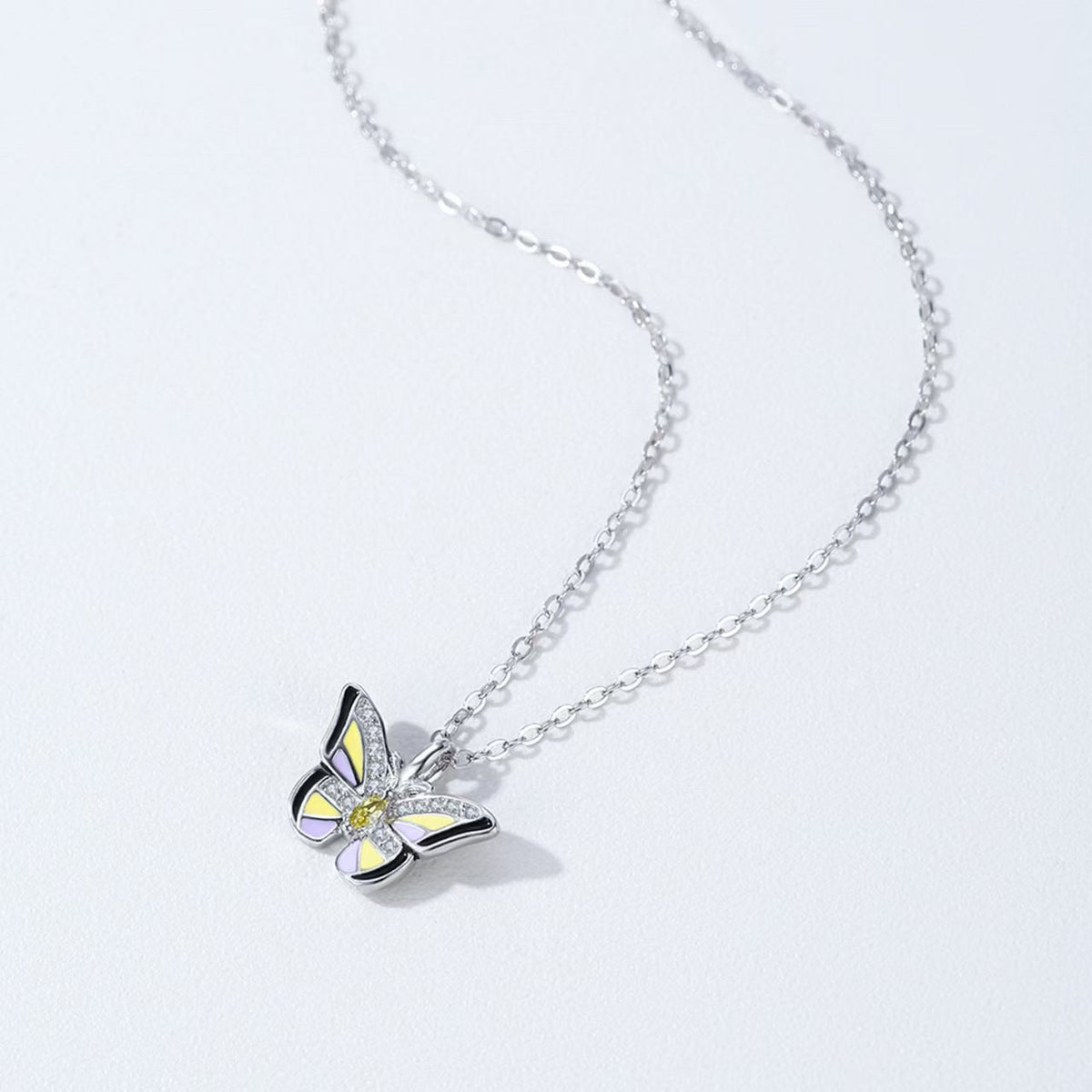 Enchanted Butterfly Silver Necklace-Transformation and Prosperity