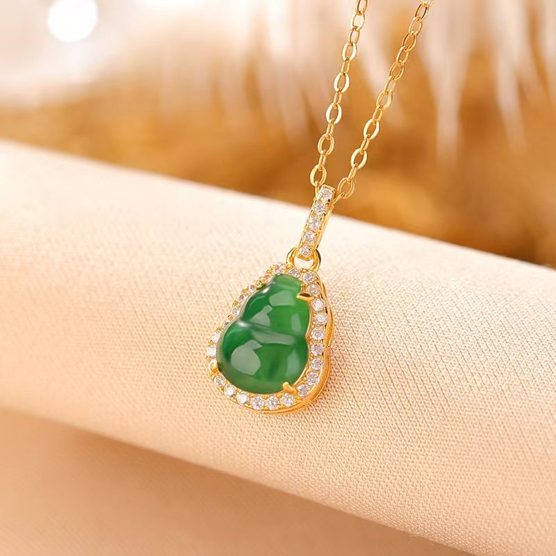 Calabash Jade Pendant Necklace-Good Fortune and Prosperity