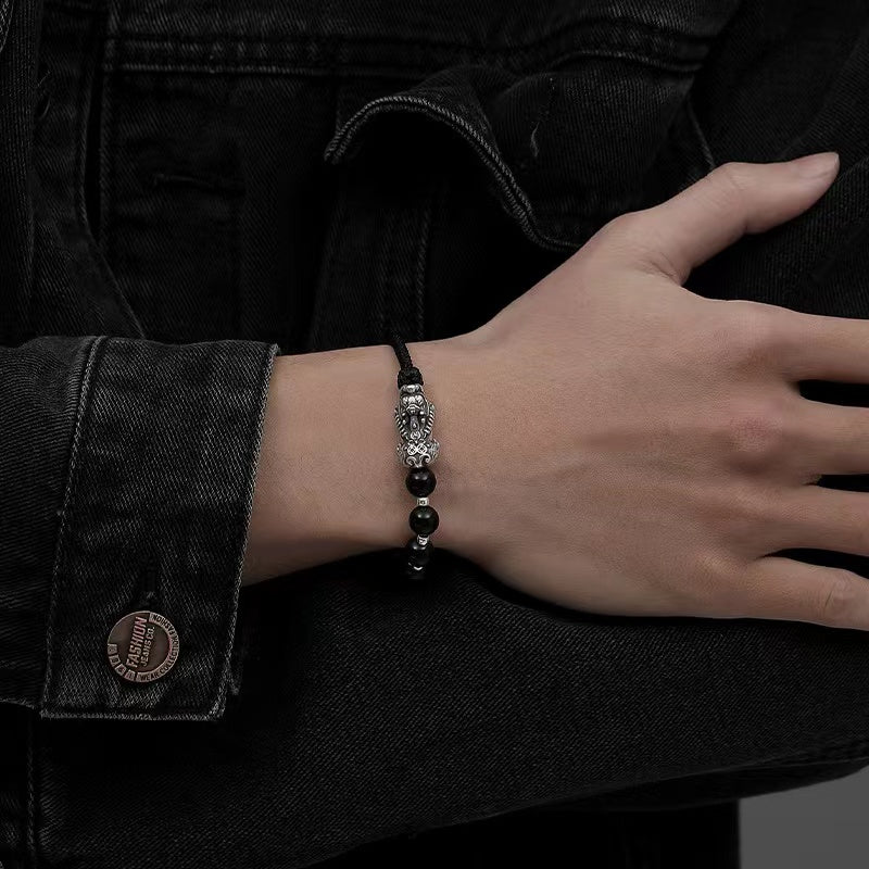 Pixiu Bracelet-Black Obsidian Stone Beads