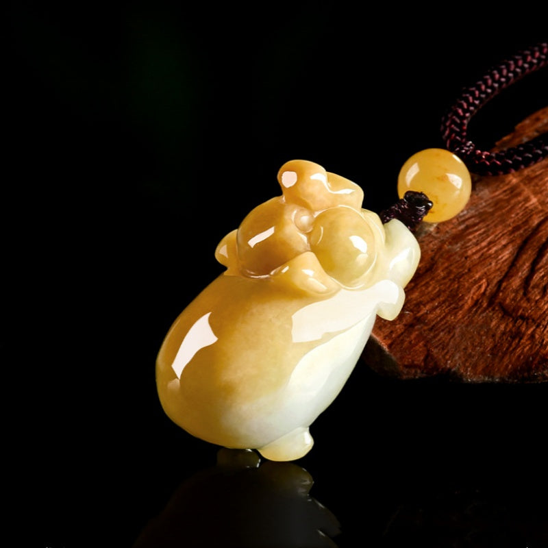 Fortune Blessing Golden Pig Jade Pendant Necklace¨C Symbol of Abundance & Joy