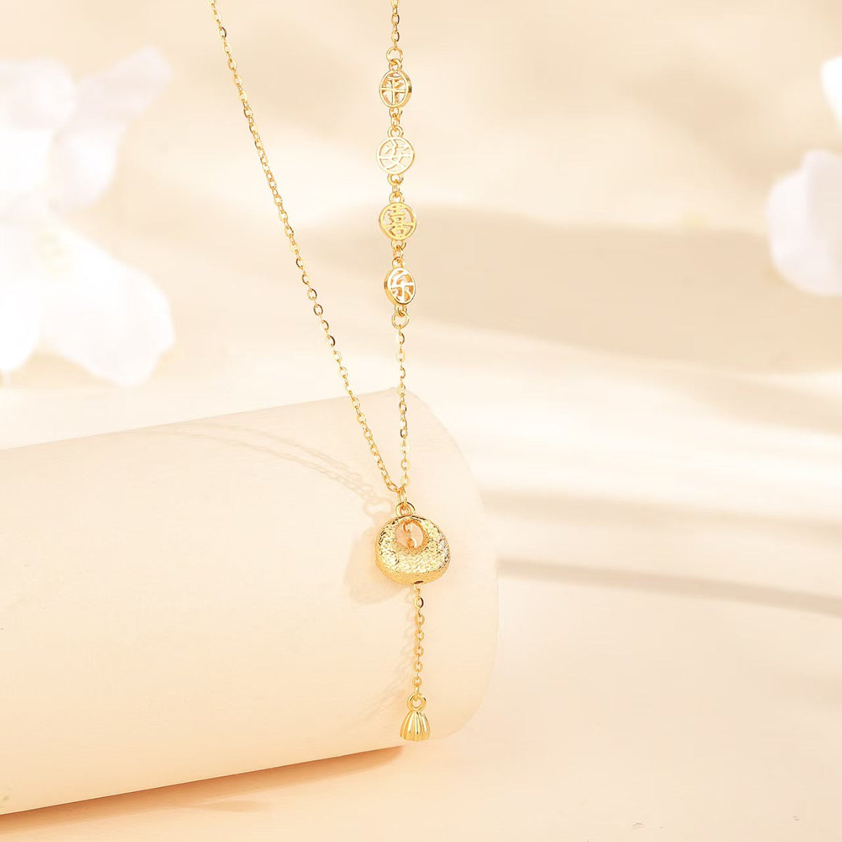 Gold Blessing Pouch Necklace¨CPeace Joy & Harmony