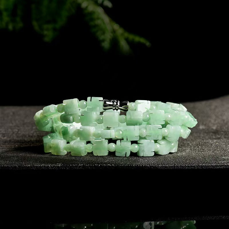 Mala Prayer Barrel Beads Jadeite Necklace-Inner Peace