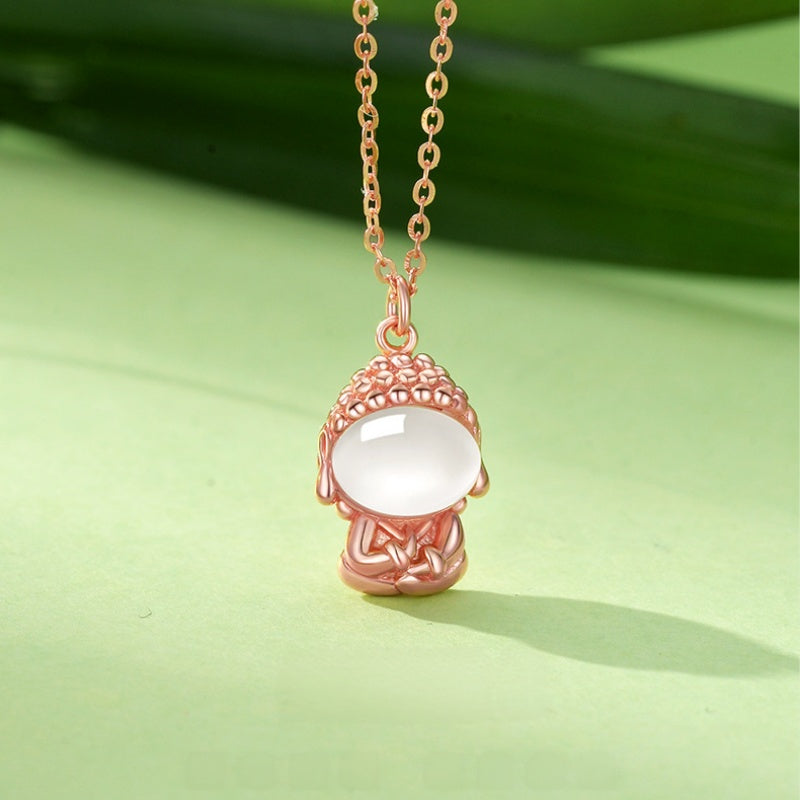 Faceless Buddha Chalcedony S925 Silver Necklace-Inner Stillness