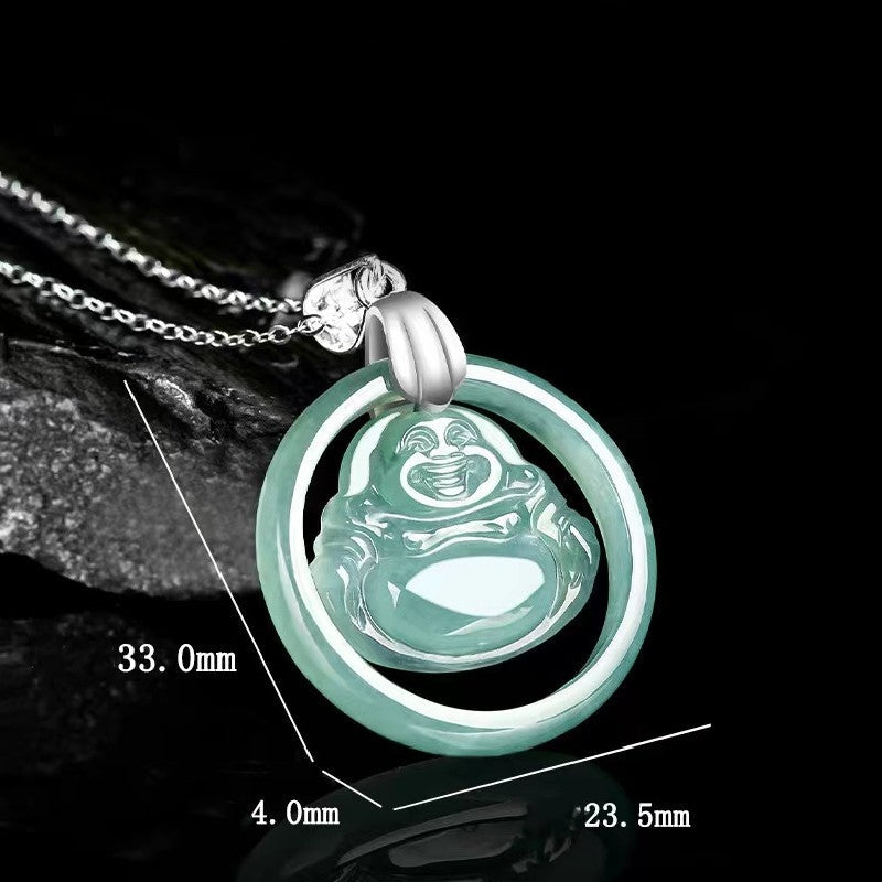 Laughing Buddha White Jade Necklace-Divine Mind