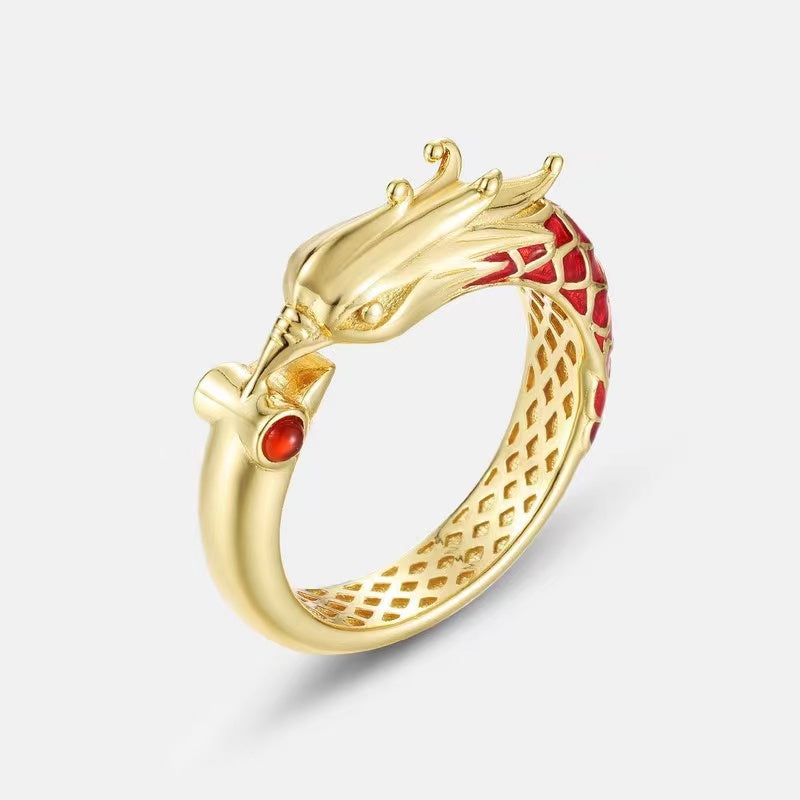 Dragon Phoenix Gold Couple Ring-Wealth and Prosperity