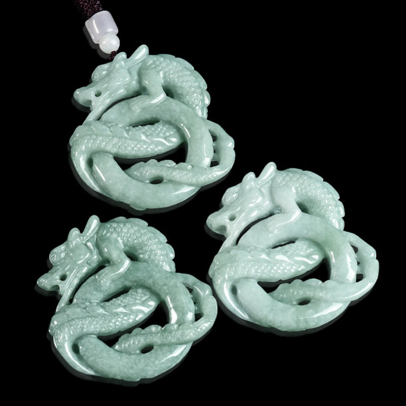 Prosperous Ascent Jade Dragon Pendant