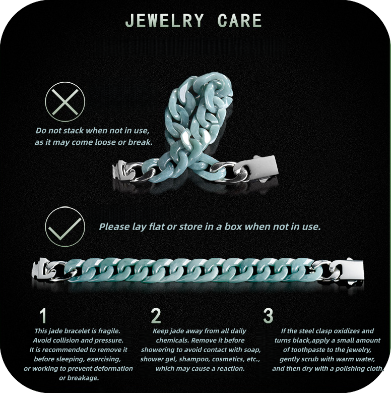 Hand-Carved Jadeite Cuban Link Bracelet-Guardian's Path